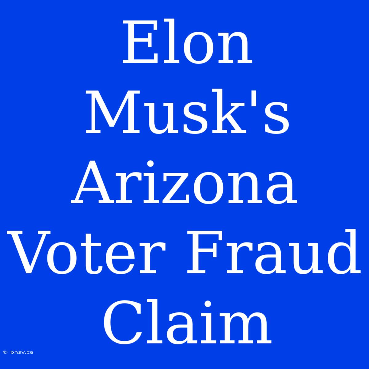 Elon Musk's Arizona Voter Fraud Claim