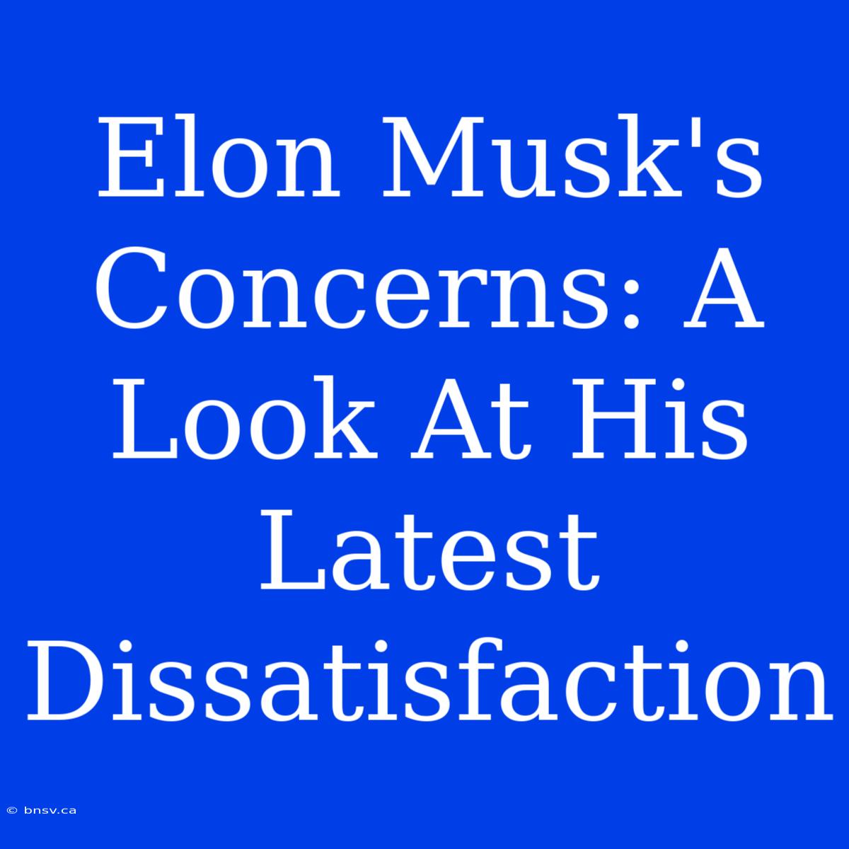 Elon Musk's Concerns: A Look At His Latest Dissatisfaction