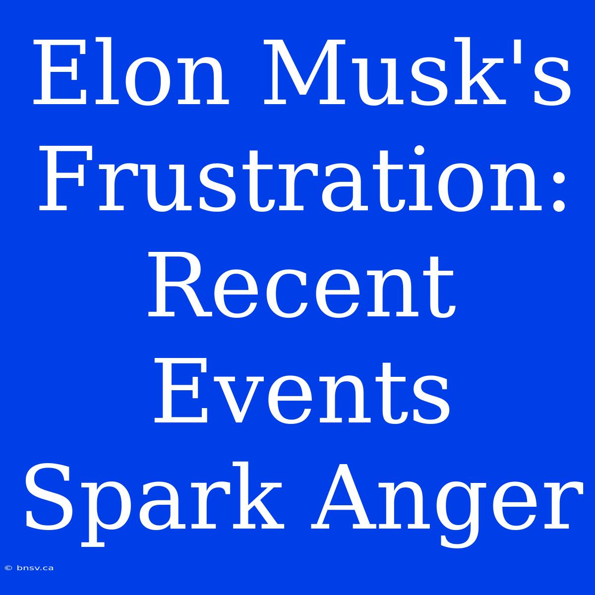 Elon Musk's Frustration: Recent Events Spark Anger