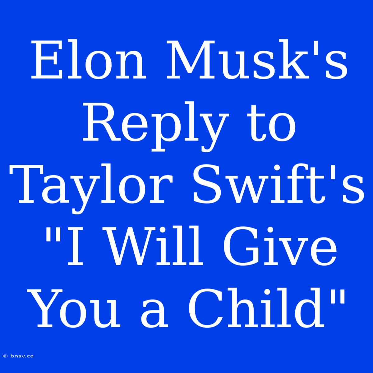 Elon Musk's Reply To Taylor Swift's 