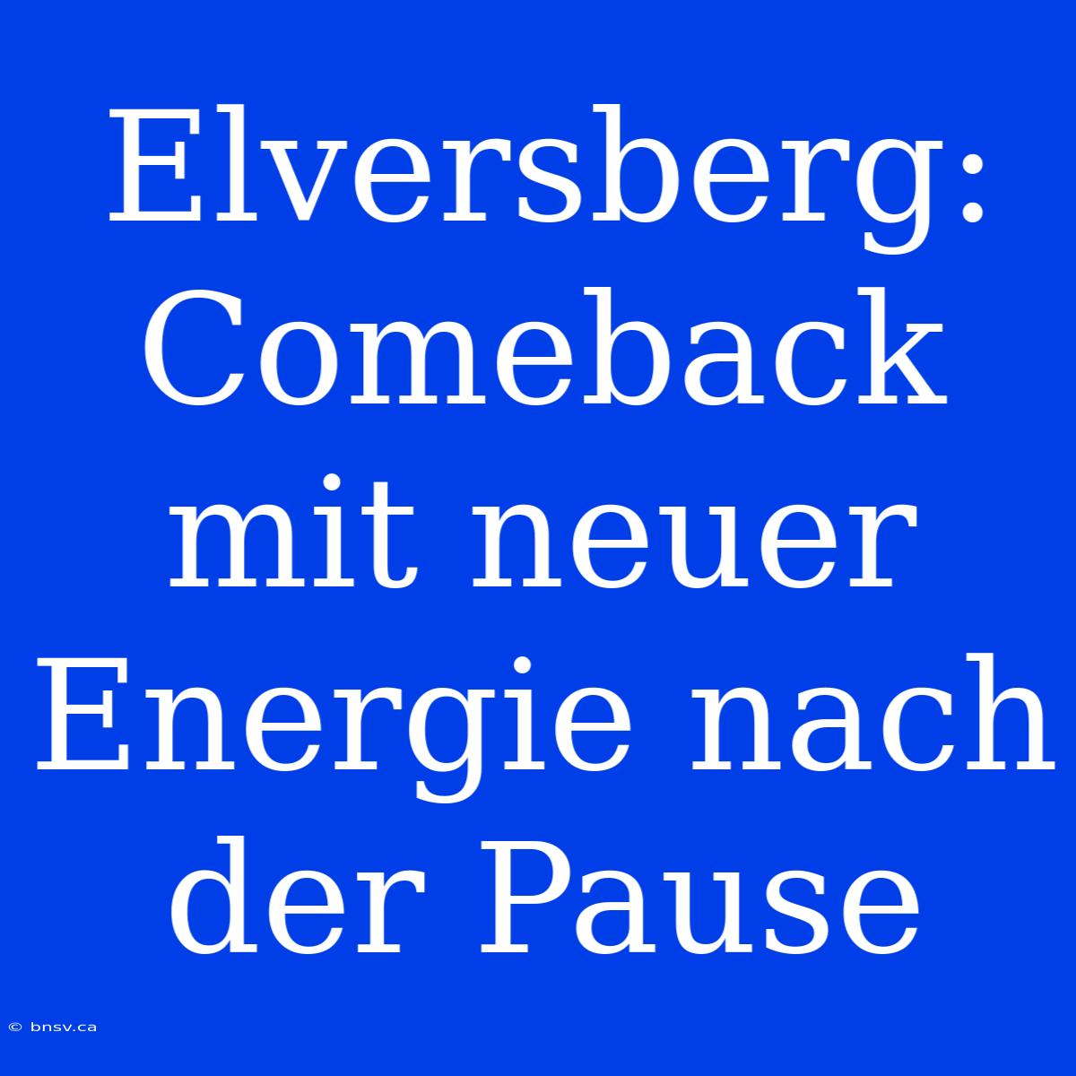 Elversberg: Comeback Mit Neuer Energie Nach Der Pause