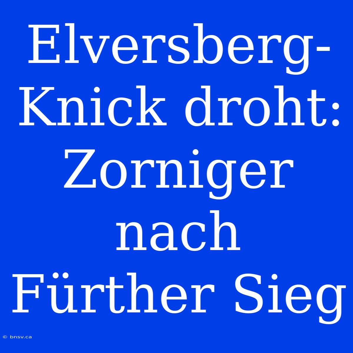 Elversberg-Knick Droht: Zorniger Nach Fürther Sieg