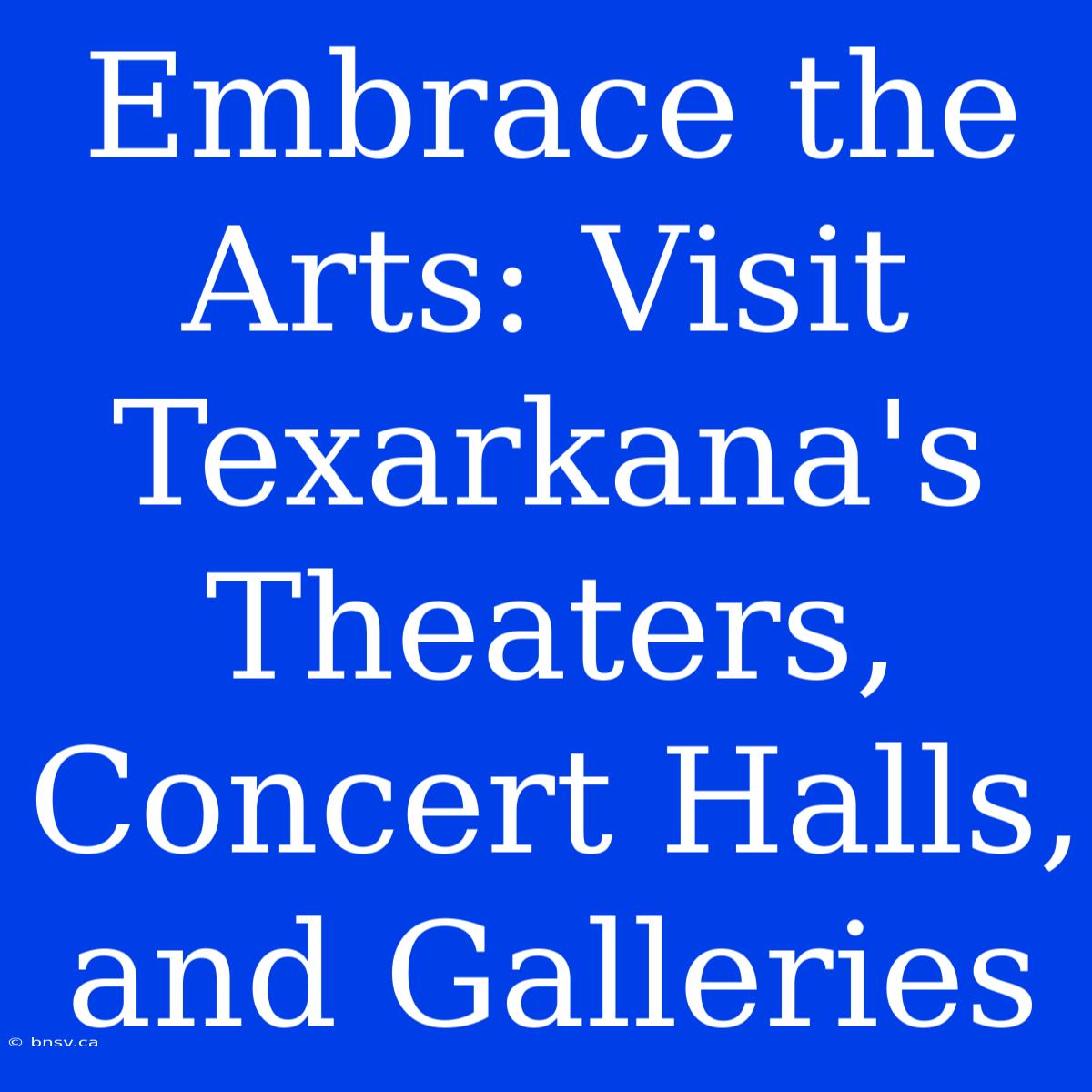 Embrace The Arts: Visit Texarkana's Theaters, Concert Halls, And Galleries