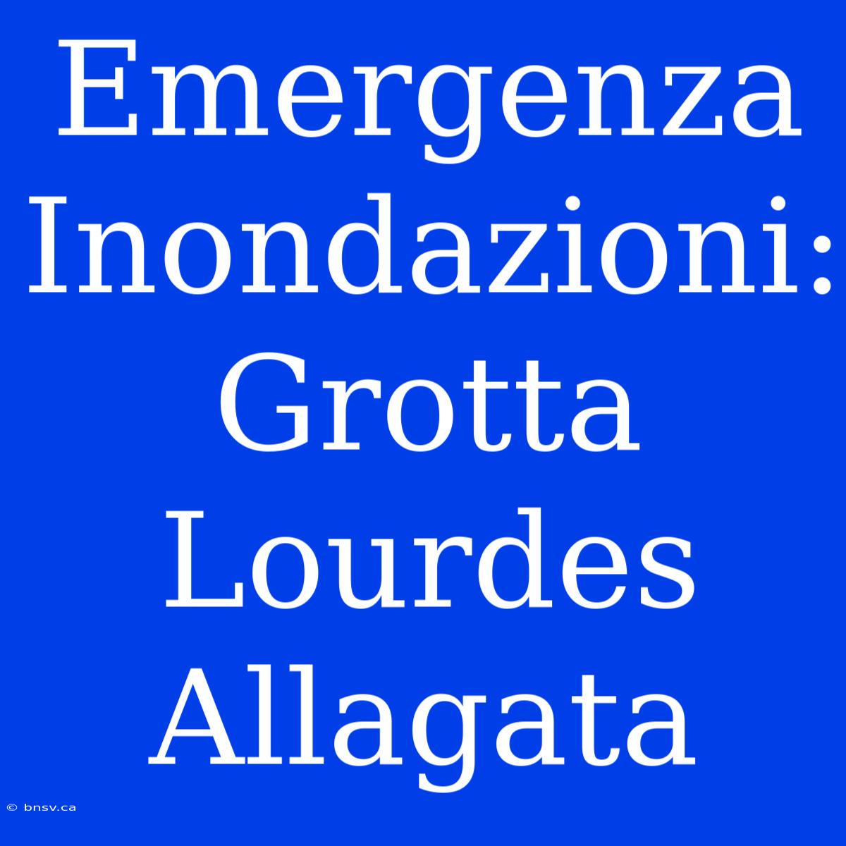 Emergenza Inondazioni: Grotta Lourdes Allagata