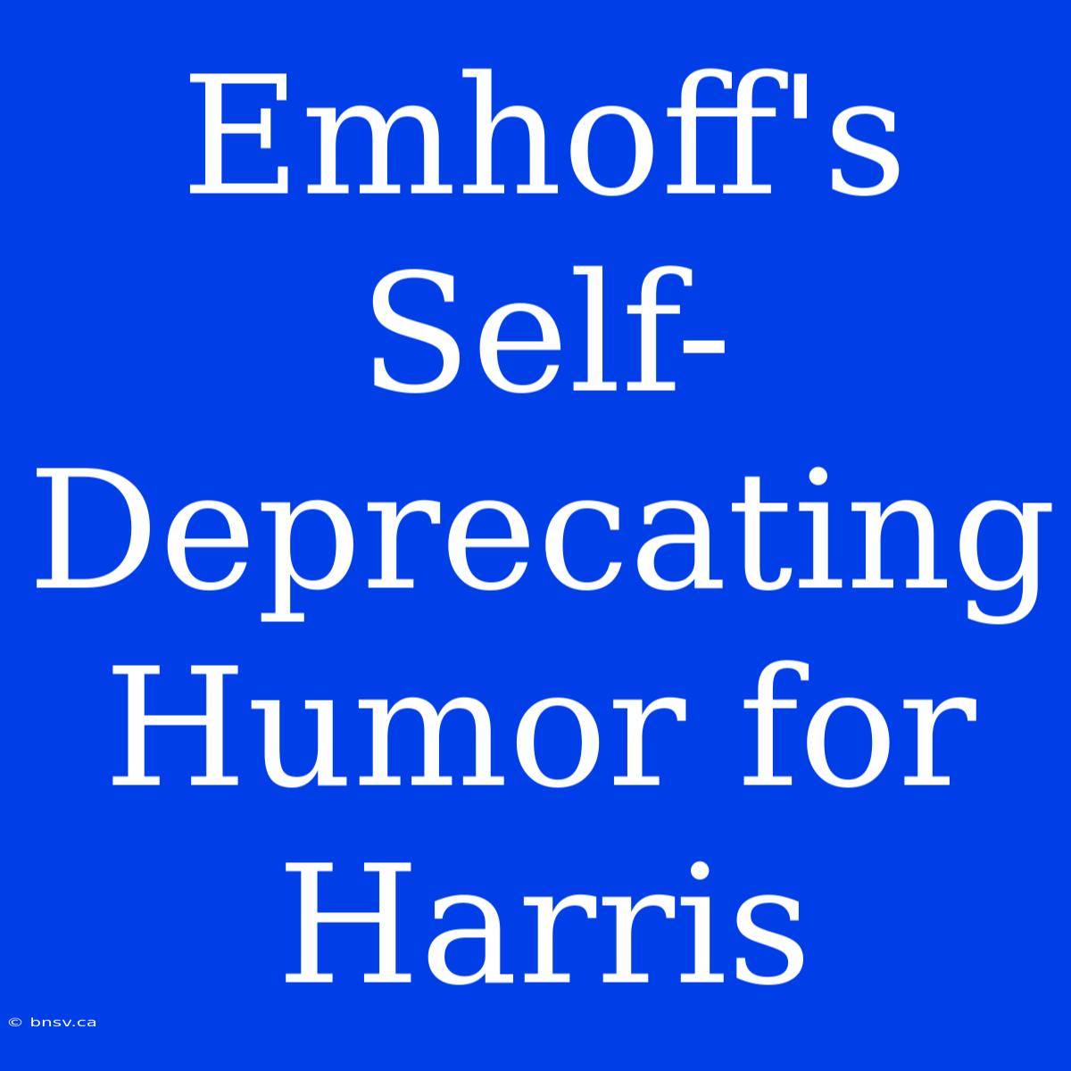 Emhoff's Self-Deprecating Humor For Harris