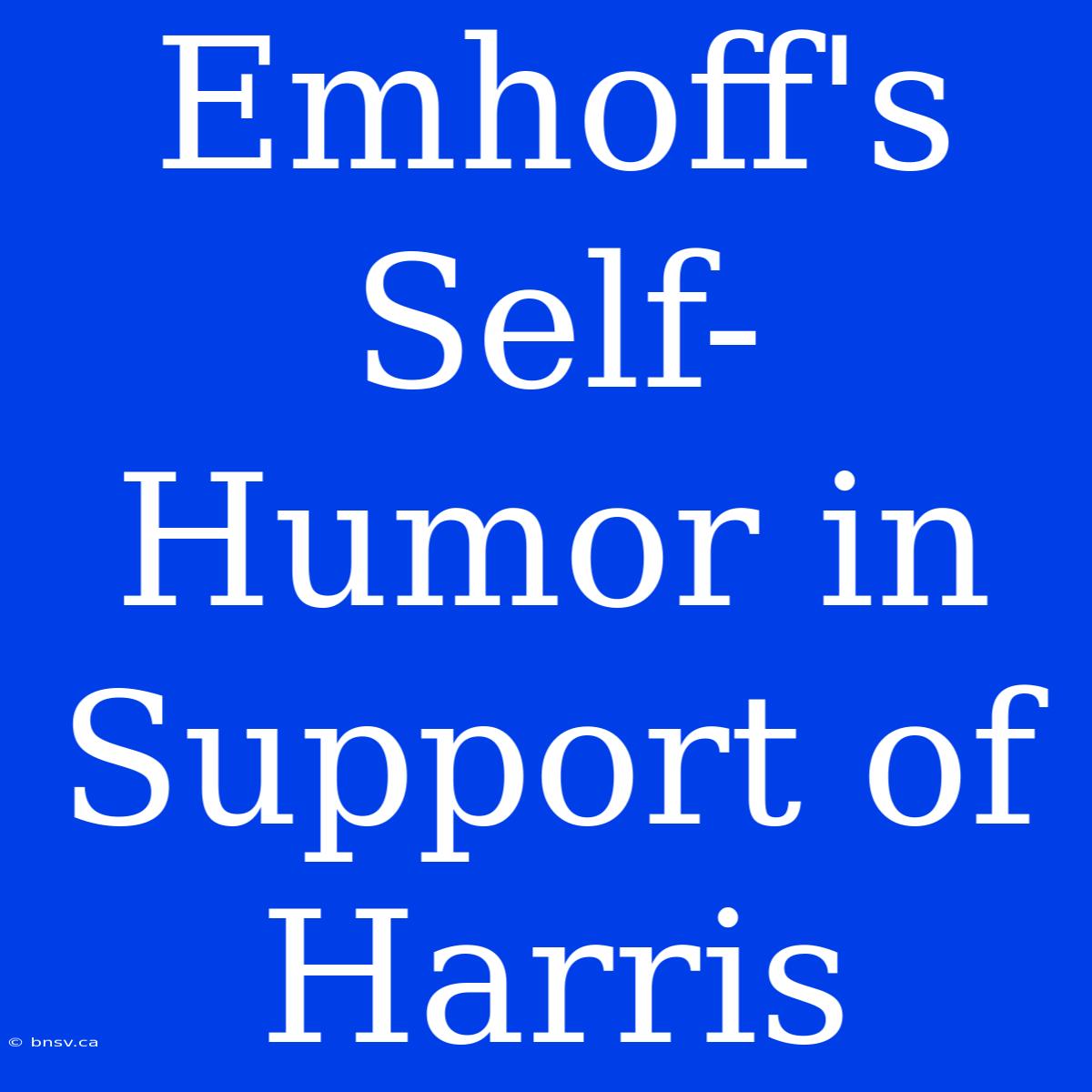 Emhoff's Self-Humor In Support Of Harris