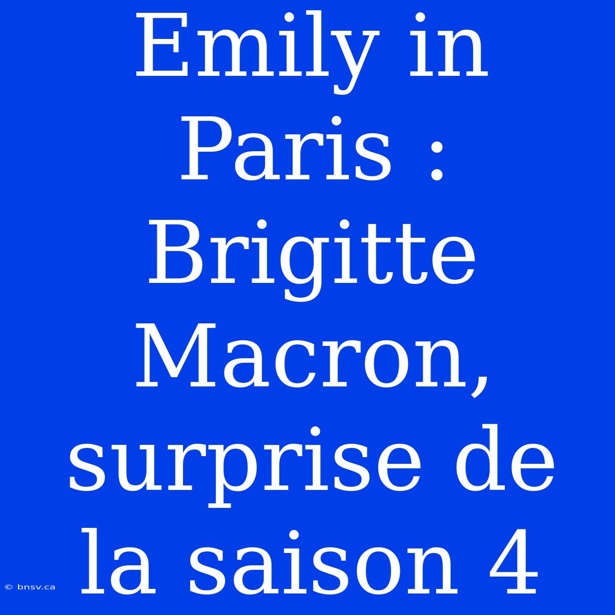 Emily In Paris : Brigitte Macron, Surprise De La Saison 4