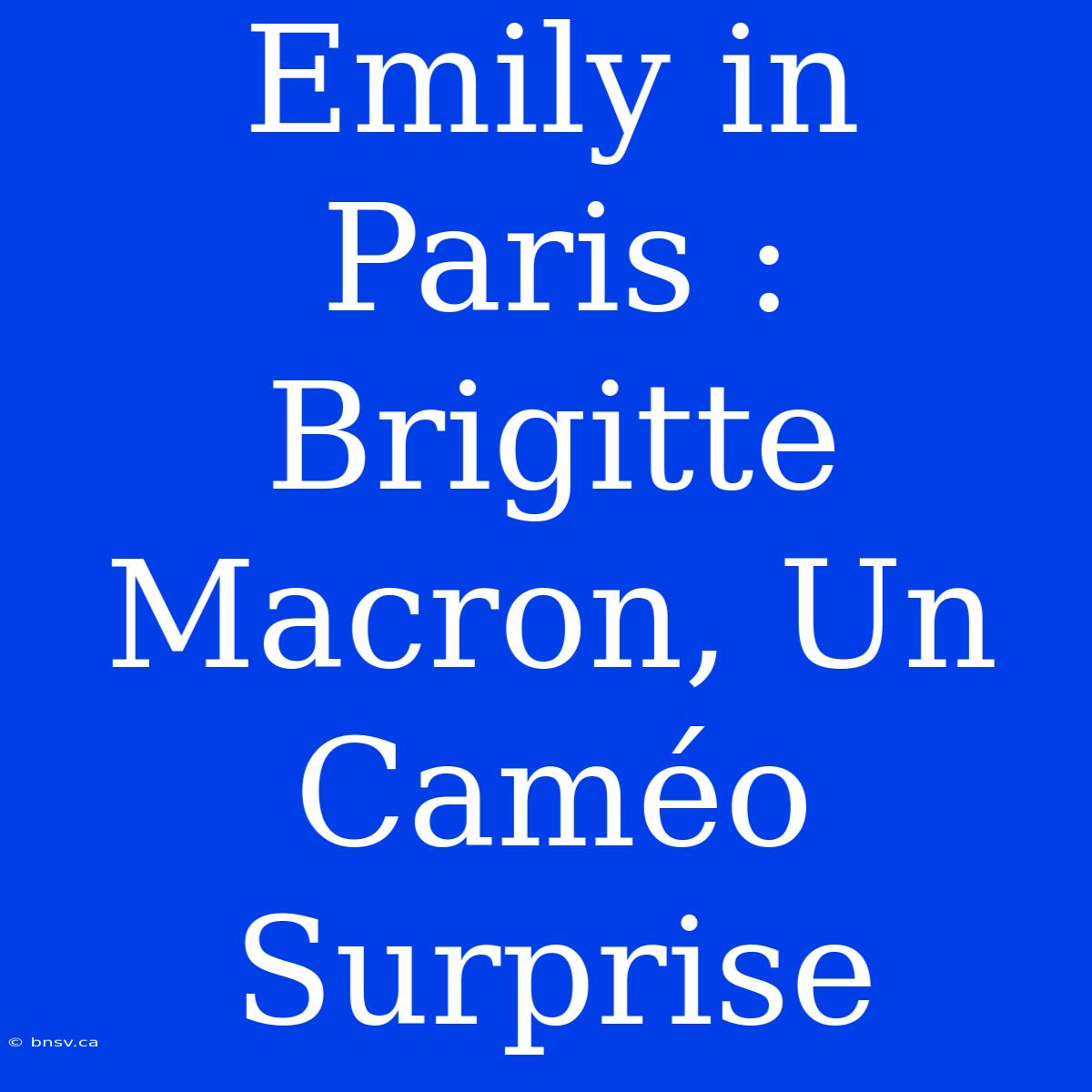 Emily In Paris : Brigitte Macron, Un Caméo Surprise