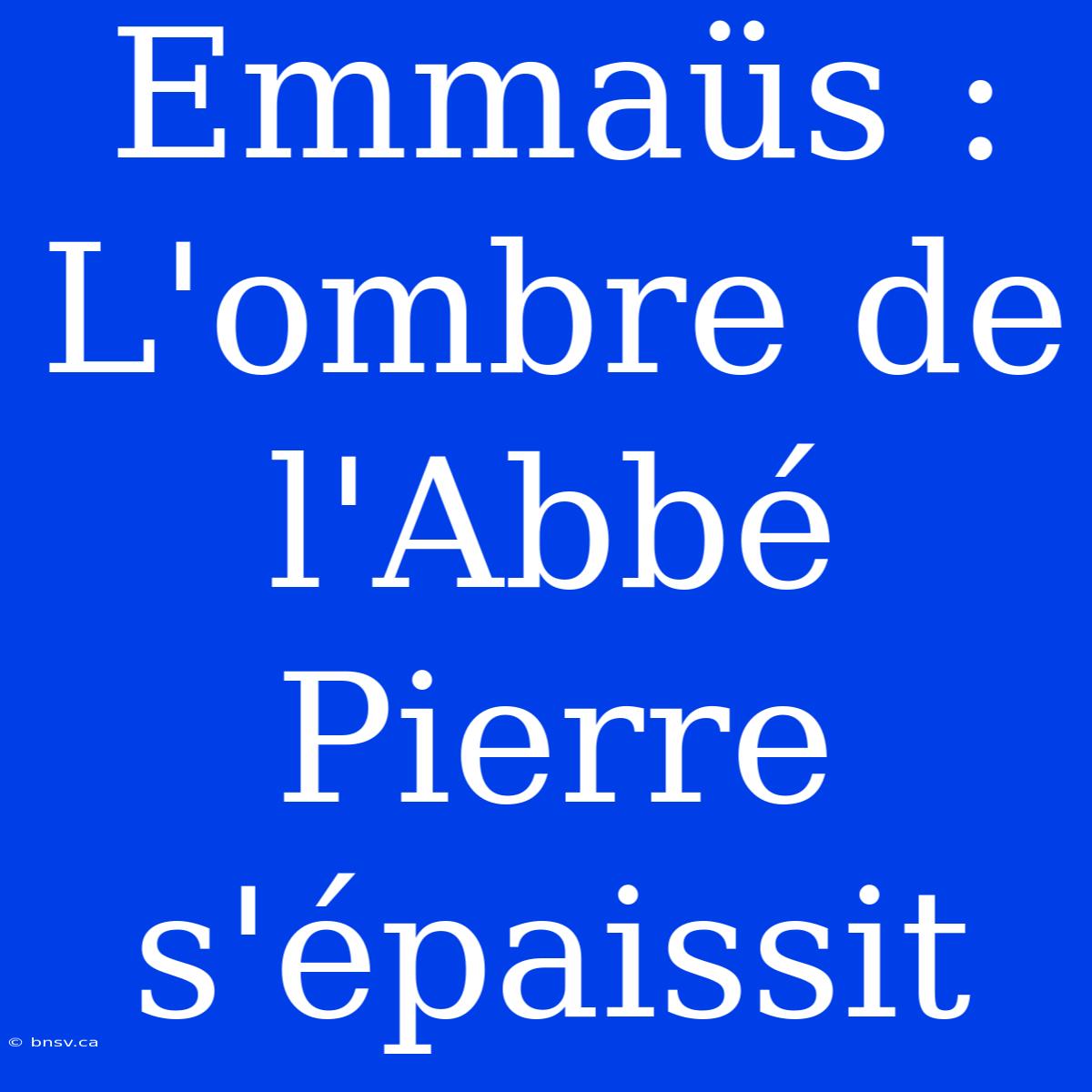 Emmaüs : L'ombre De L'Abbé Pierre S'épaissit