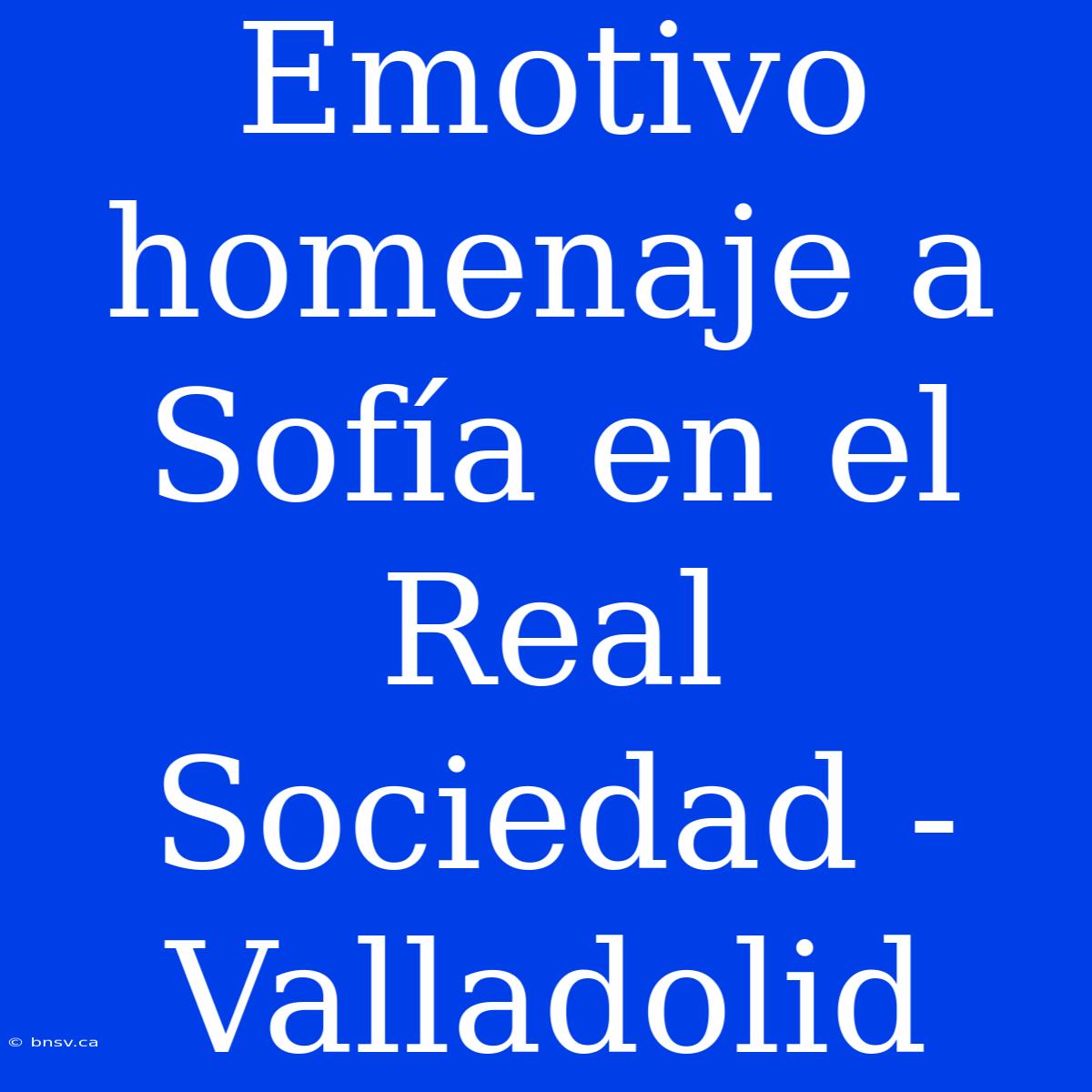 Emotivo Homenaje A Sofía En El Real Sociedad - Valladolid