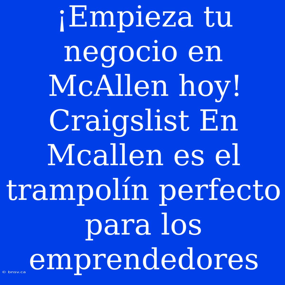 ¡Empieza Tu Negocio En McAllen Hoy! Craigslist En Mcallen Es El Trampolín Perfecto Para Los Emprendedores