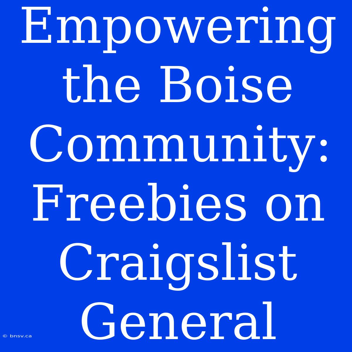 Empowering The Boise Community: Freebies On Craigslist General