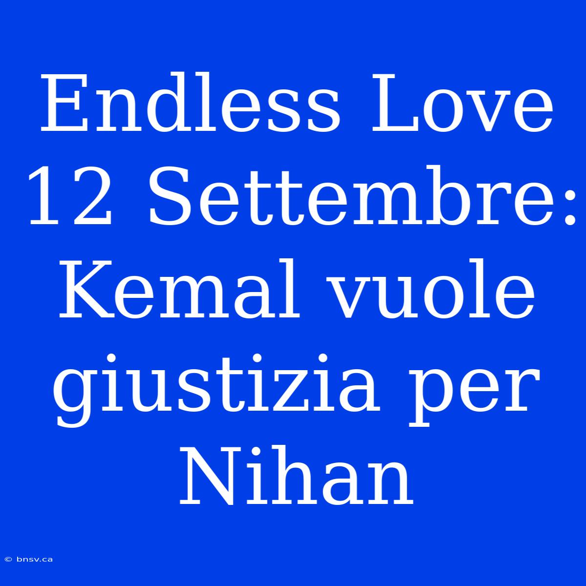 Endless Love 12 Settembre: Kemal Vuole Giustizia Per Nihan