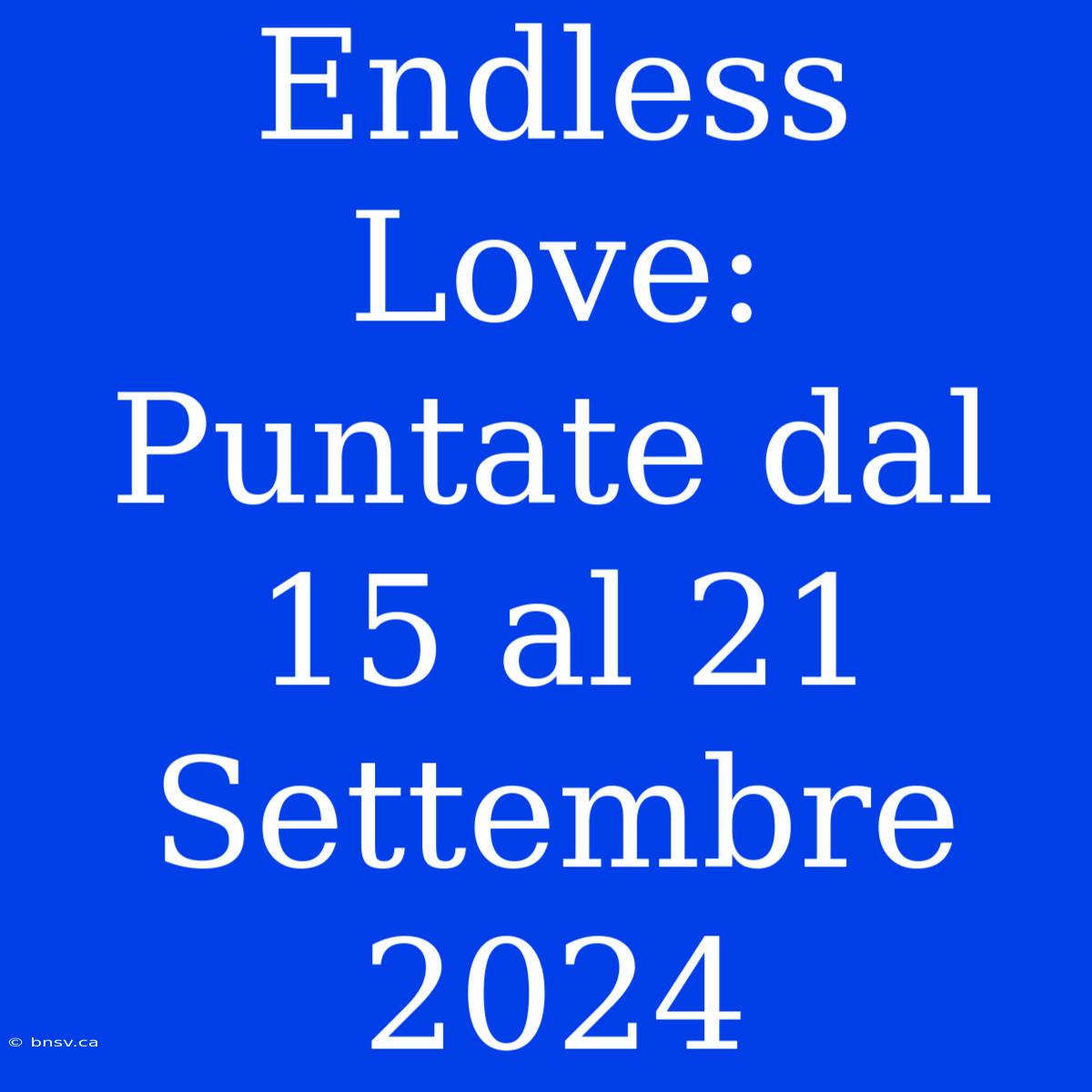 Endless Love: Puntate Dal 15 Al 21 Settembre 2024