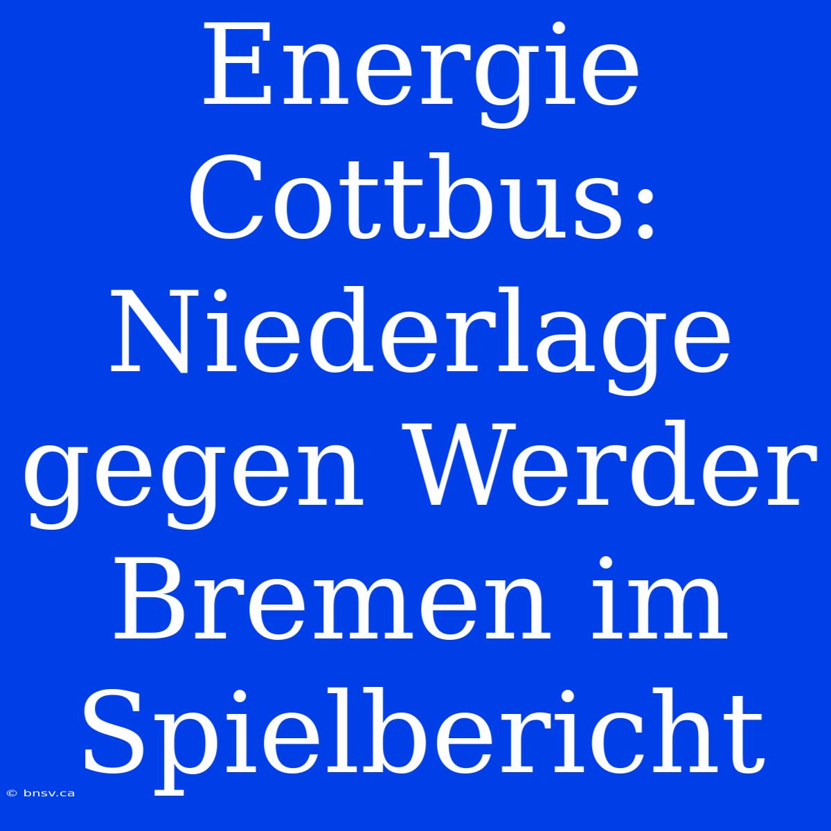 Energie Cottbus: Niederlage Gegen Werder Bremen Im Spielbericht