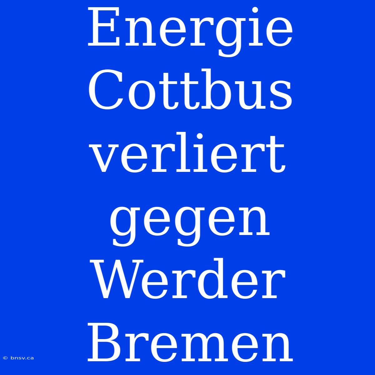 Energie Cottbus Verliert Gegen Werder Bremen