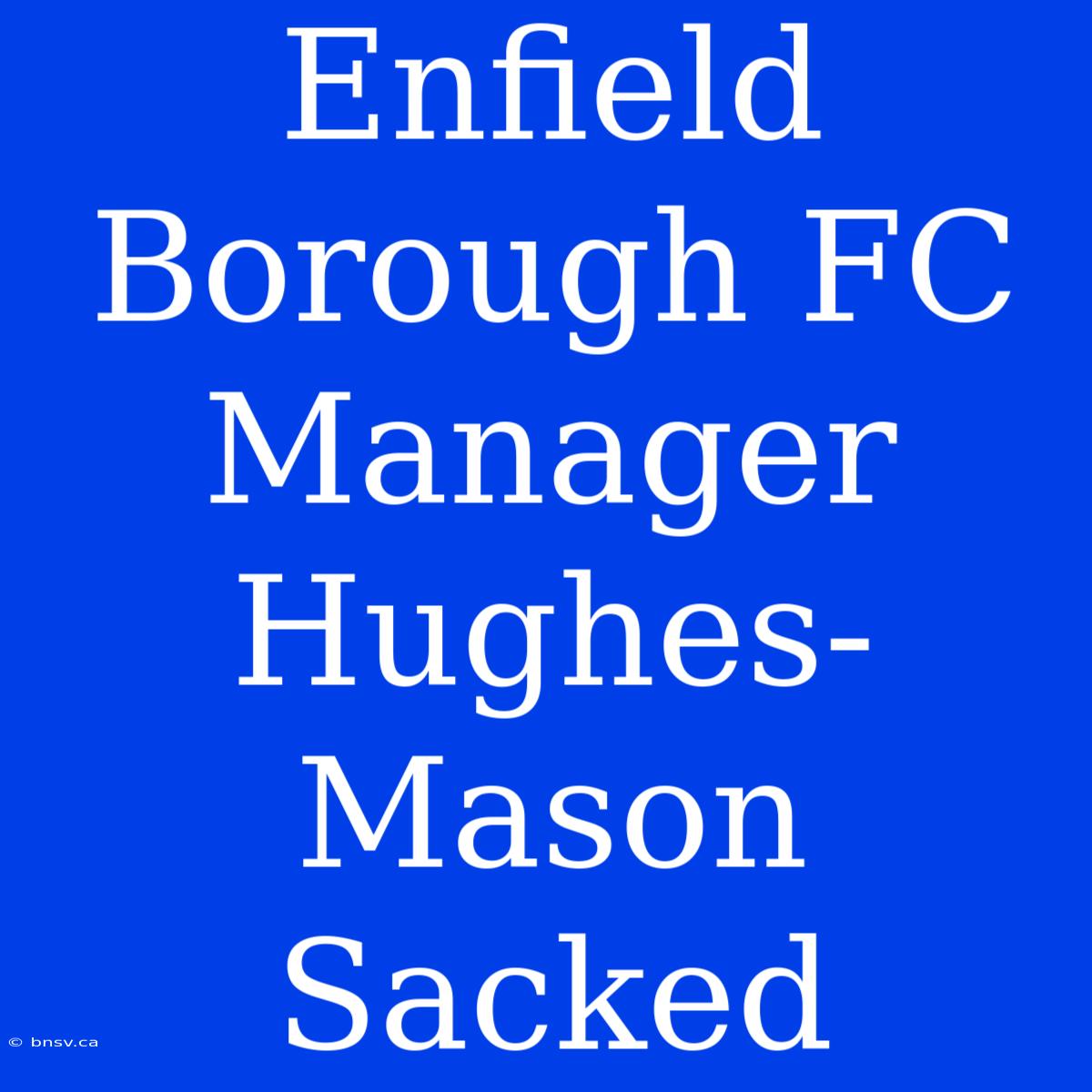 Enfield Borough FC Manager Hughes-Mason Sacked