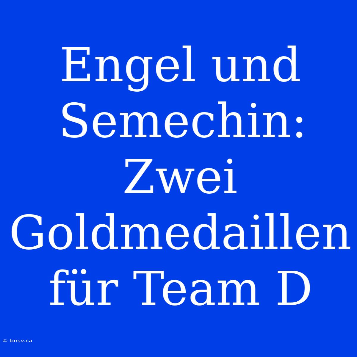 Engel Und Semechin: Zwei Goldmedaillen Für Team D