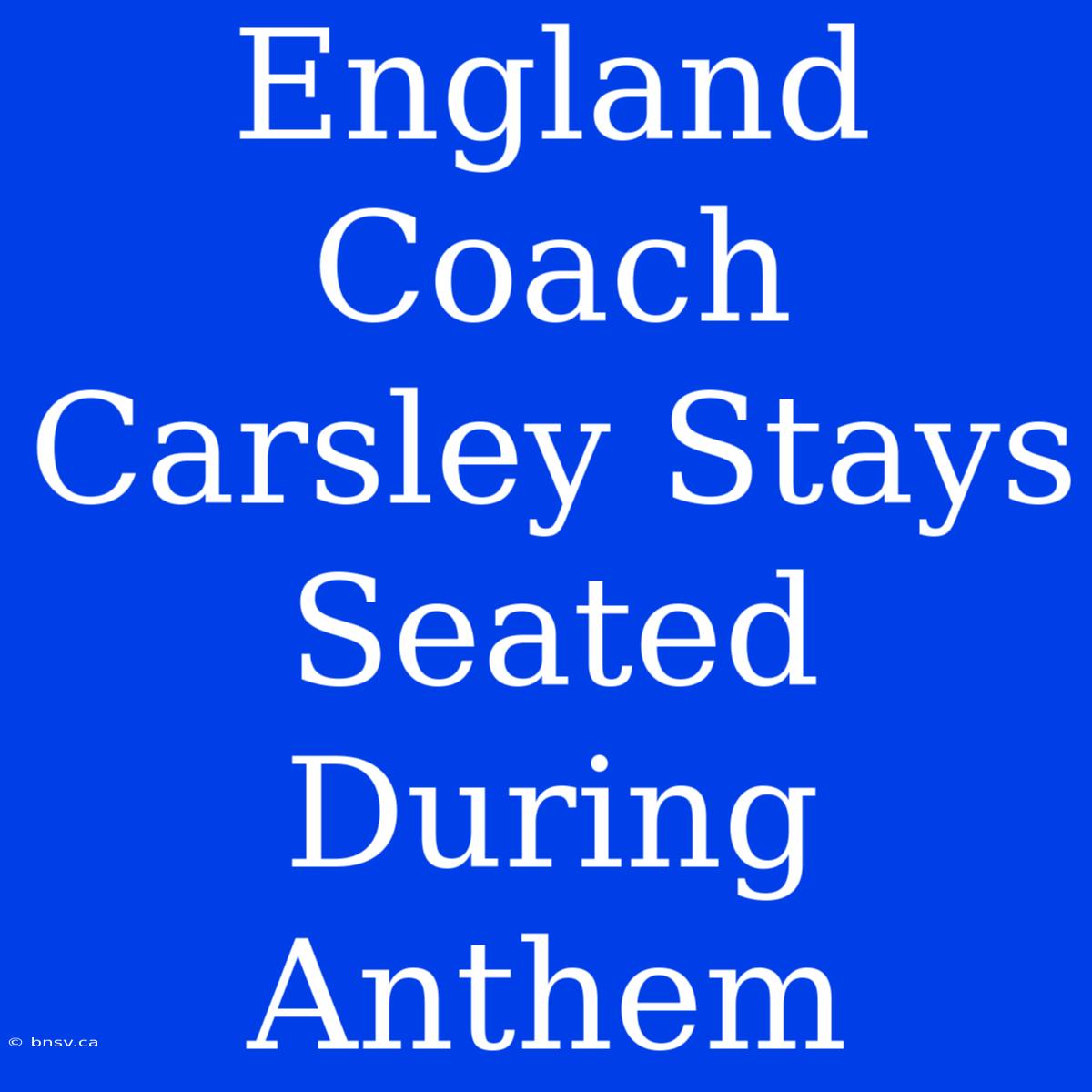 England Coach Carsley Stays Seated During Anthem