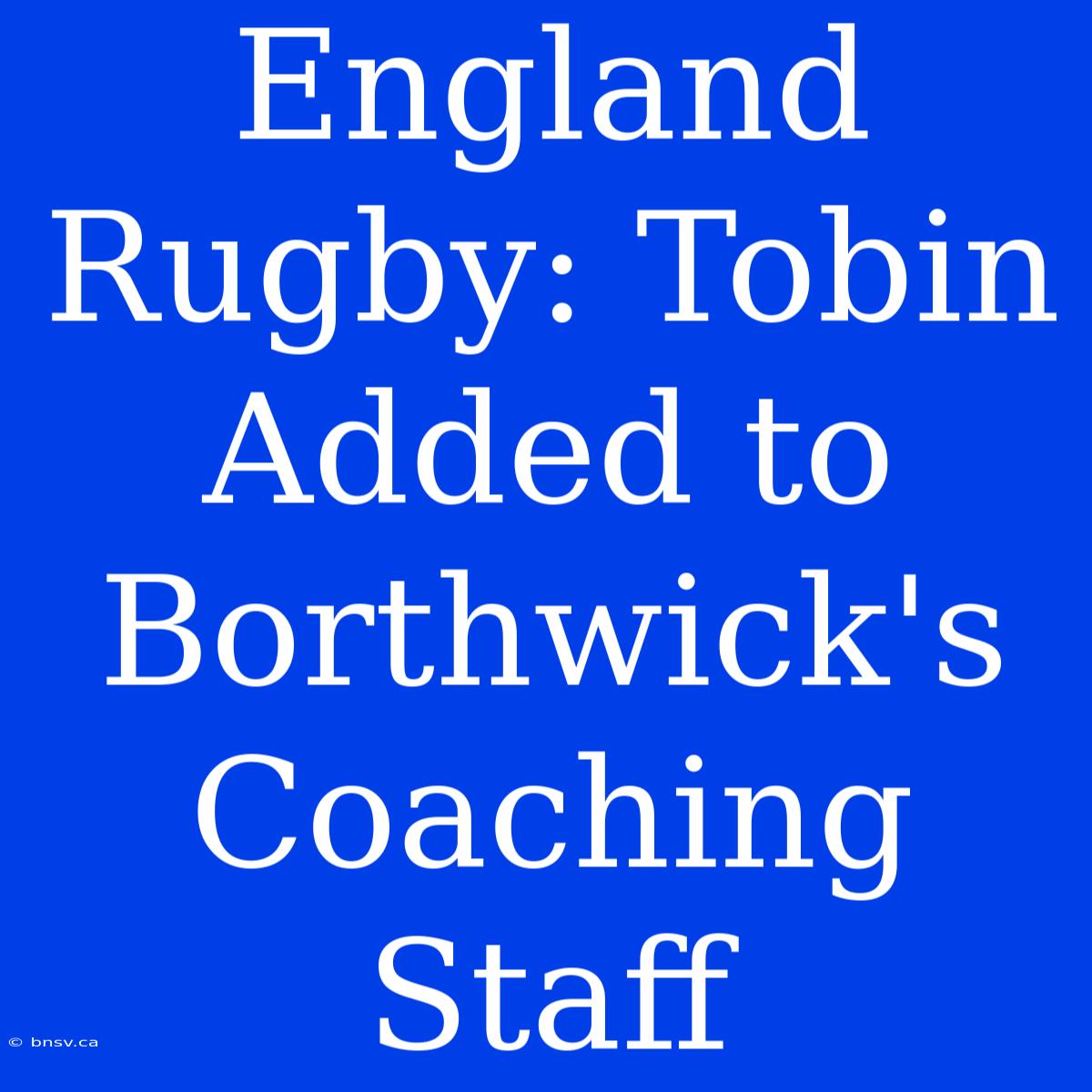 England Rugby: Tobin Added To Borthwick's Coaching Staff