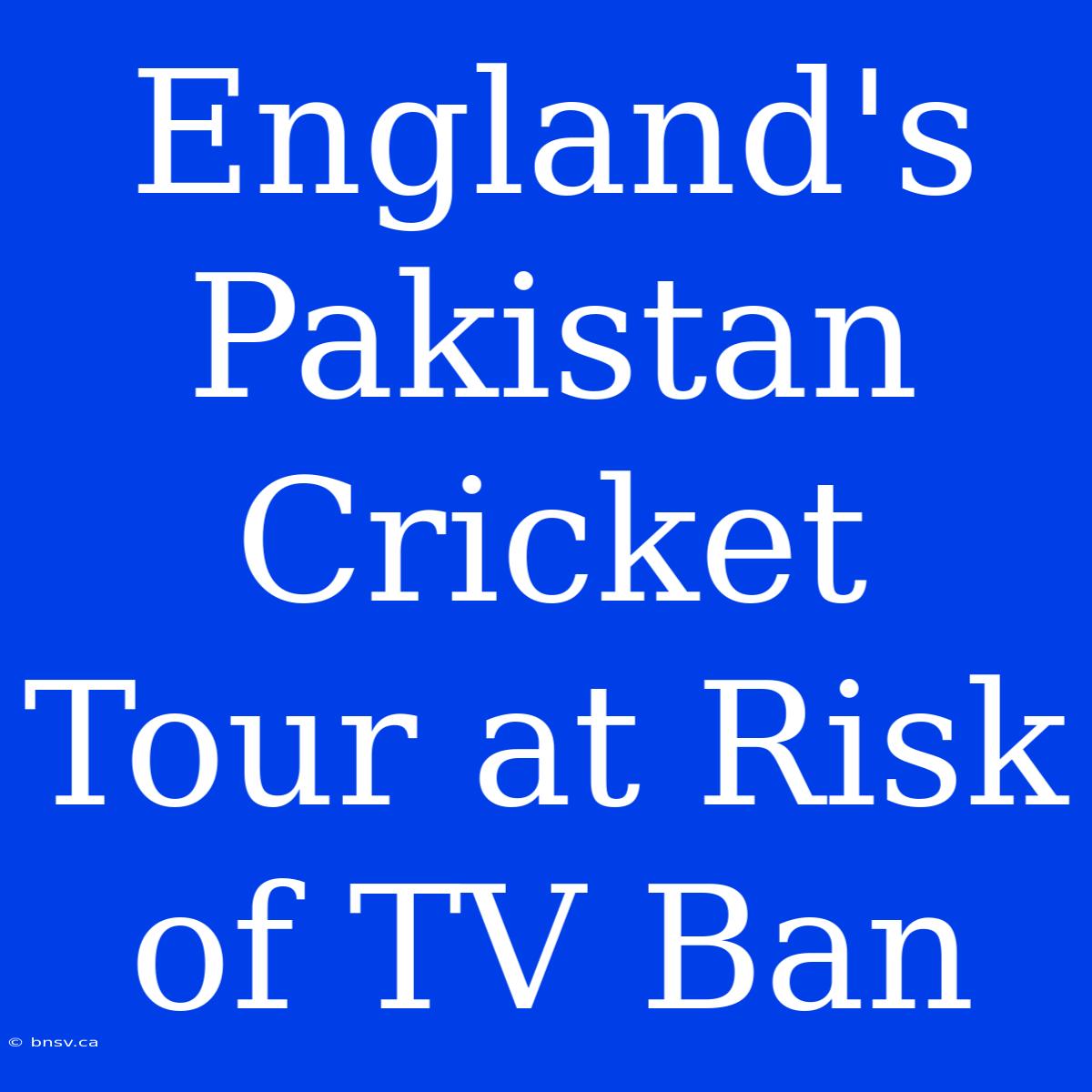 England's Pakistan Cricket Tour At Risk Of TV Ban