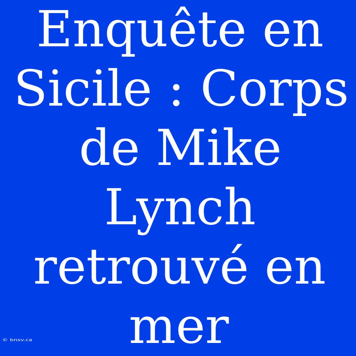 Enquête En Sicile : Corps De Mike Lynch Retrouvé En Mer