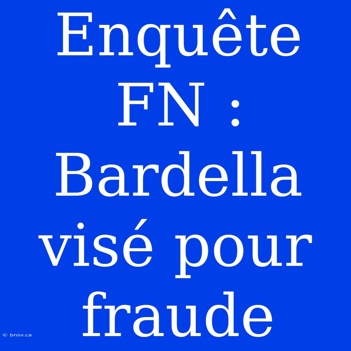 Enquête FN : Bardella Visé Pour Fraude