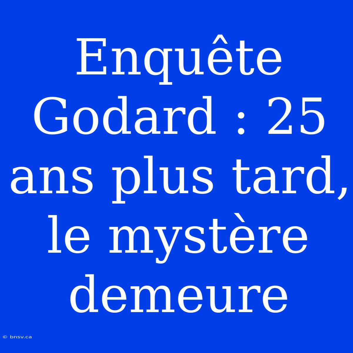 Enquête Godard : 25 Ans Plus Tard, Le Mystère Demeure