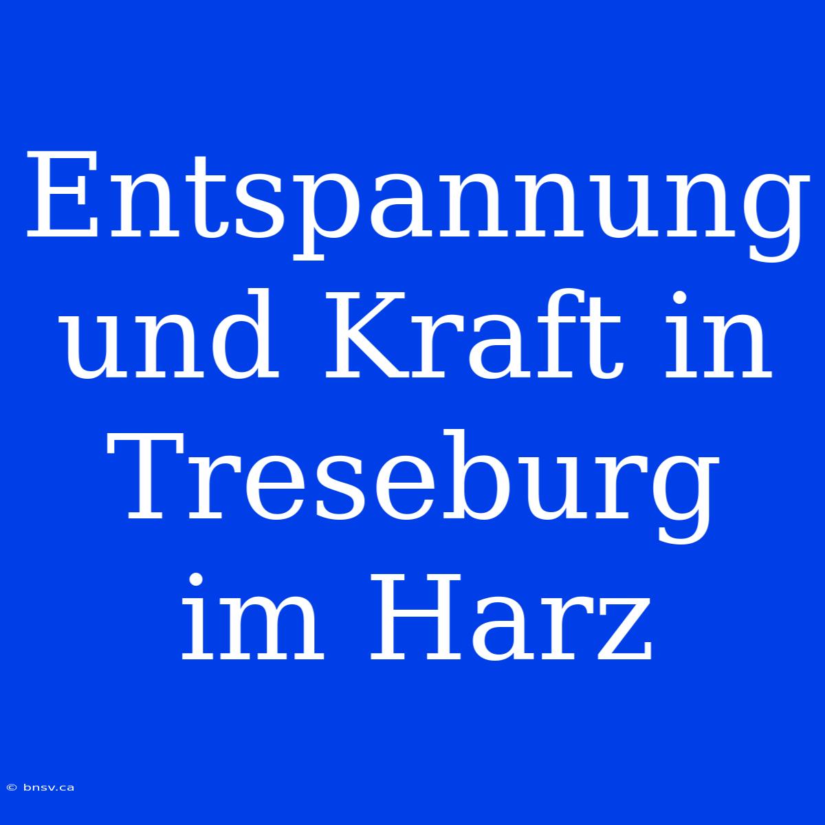 Entspannung Und Kraft In Treseburg Im Harz