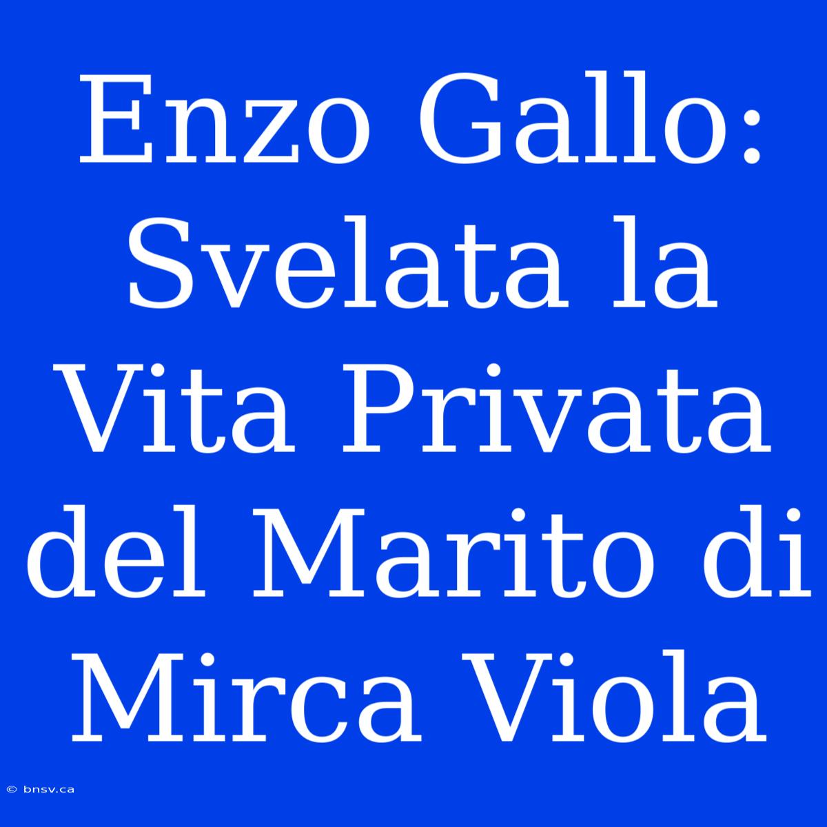 Enzo Gallo: Svelata La Vita Privata Del Marito Di Mirca Viola