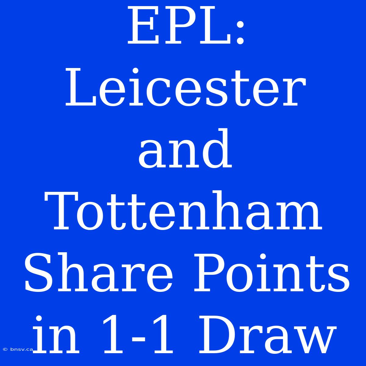 EPL: Leicester And Tottenham Share Points In 1-1 Draw