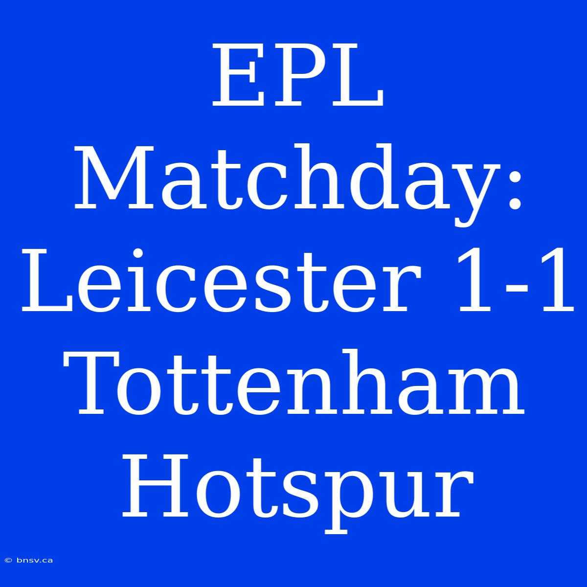 EPL Matchday: Leicester 1-1 Tottenham Hotspur