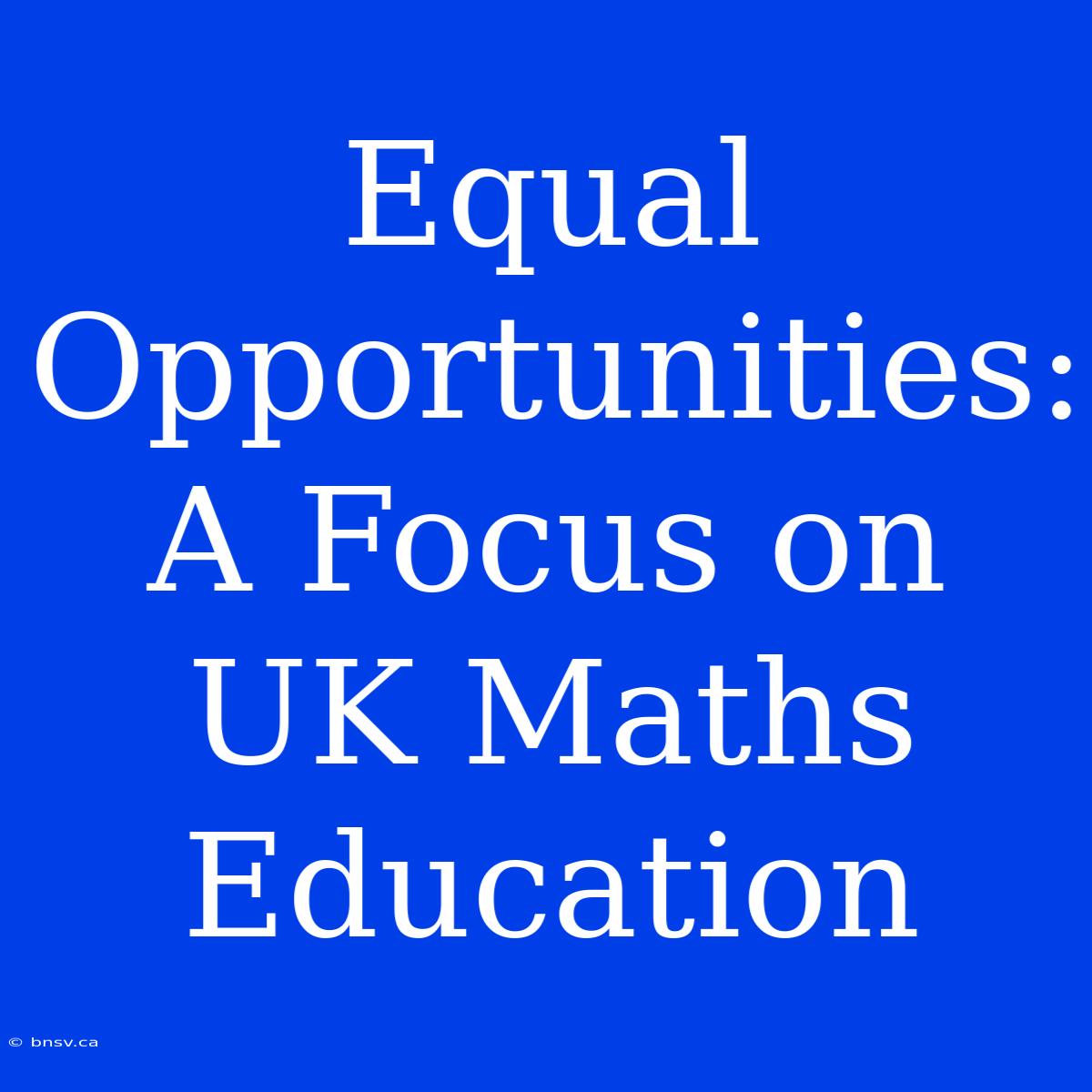 Equal Opportunities: A Focus On UK Maths Education