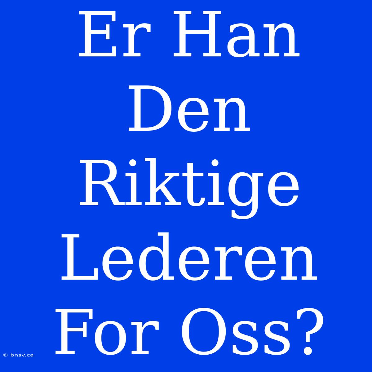 Er Han Den Riktige Lederen For Oss?