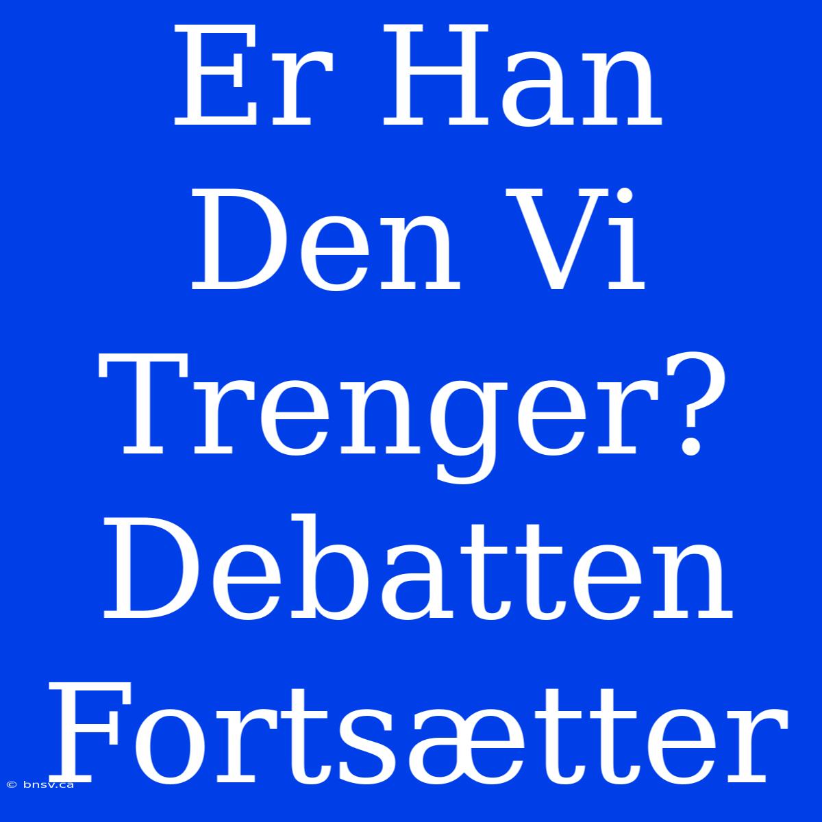 Er Han Den Vi Trenger?  Debatten Fortsætter