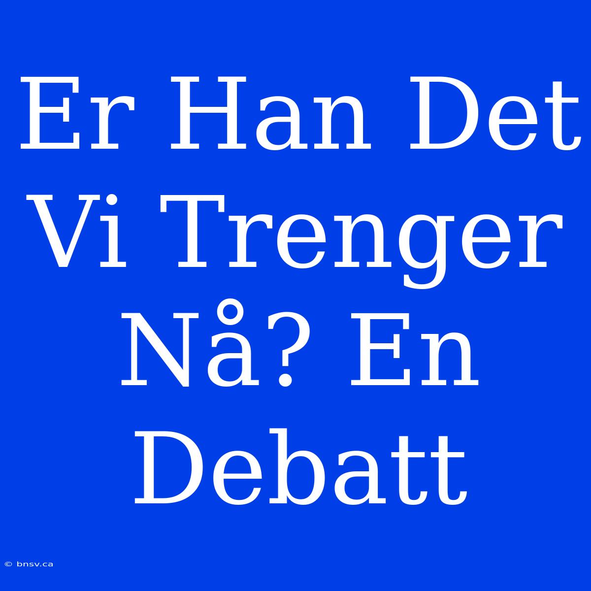 Er Han Det Vi Trenger Nå? En Debatt