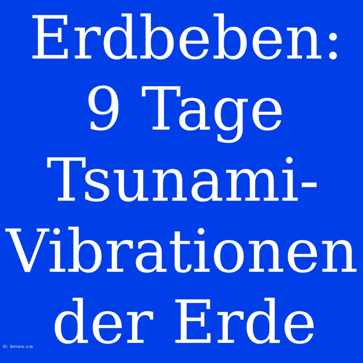 Erdbeben: 9 Tage Tsunami-Vibrationen Der Erde