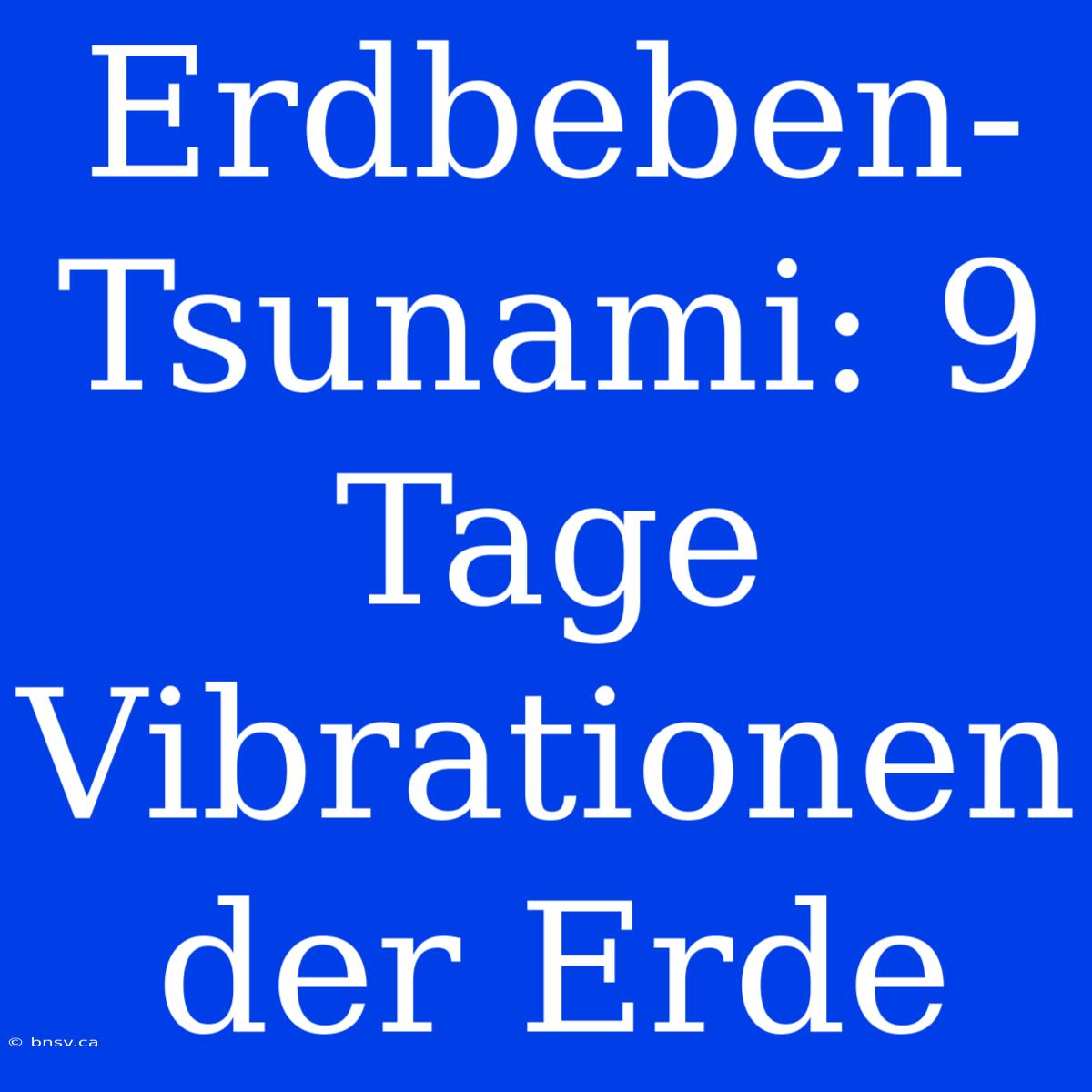 Erdbeben-Tsunami: 9 Tage Vibrationen Der Erde