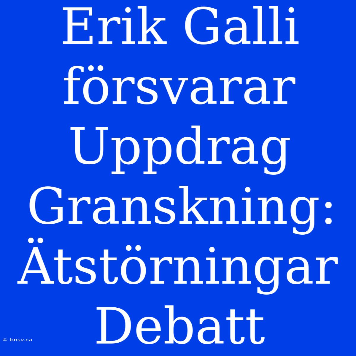 Erik Galli Försvarar Uppdrag Granskning: Ätstörningar Debatt