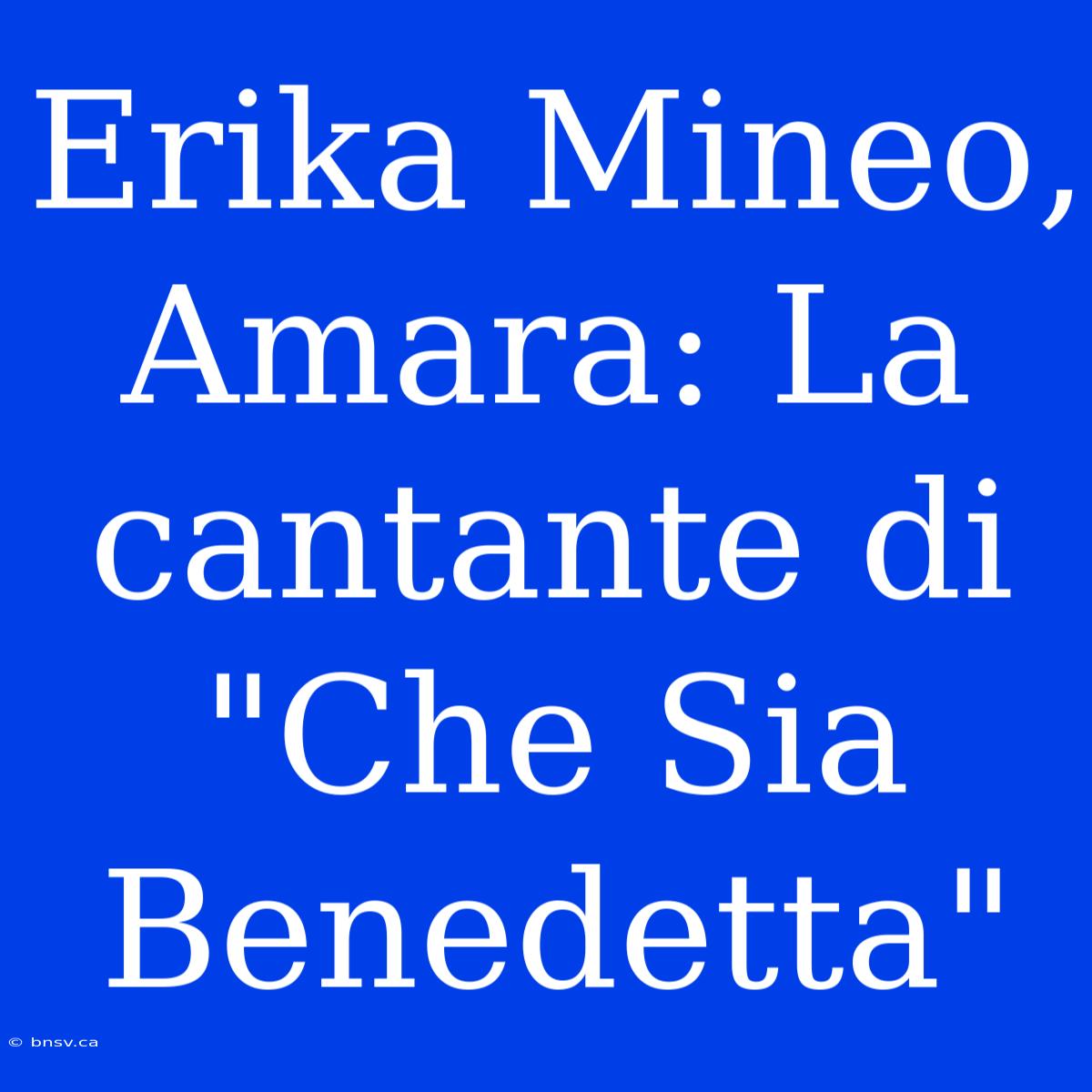 Erika Mineo, Amara: La Cantante Di 