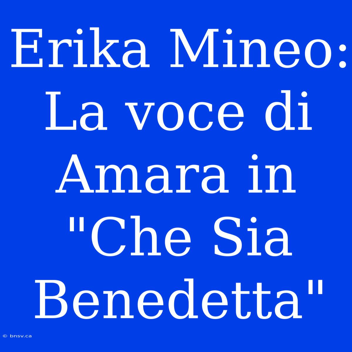 Erika Mineo: La Voce Di Amara In 