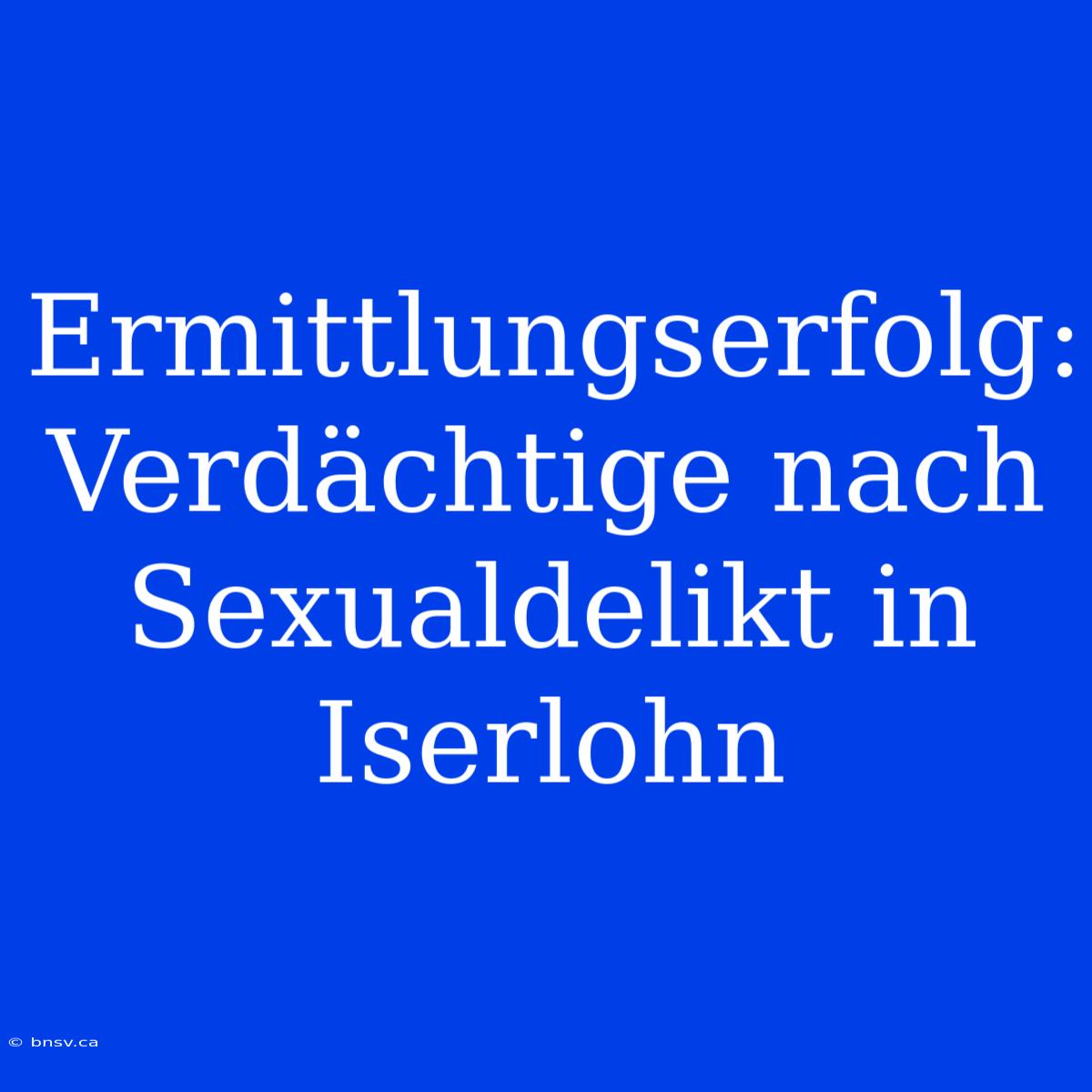 Ermittlungserfolg: Verdächtige Nach Sexualdelikt In Iserlohn