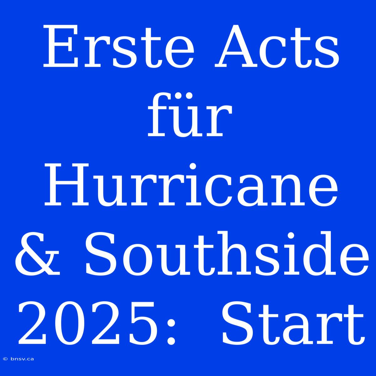 Erste Acts Für Hurricane & Southside 2025:  Start