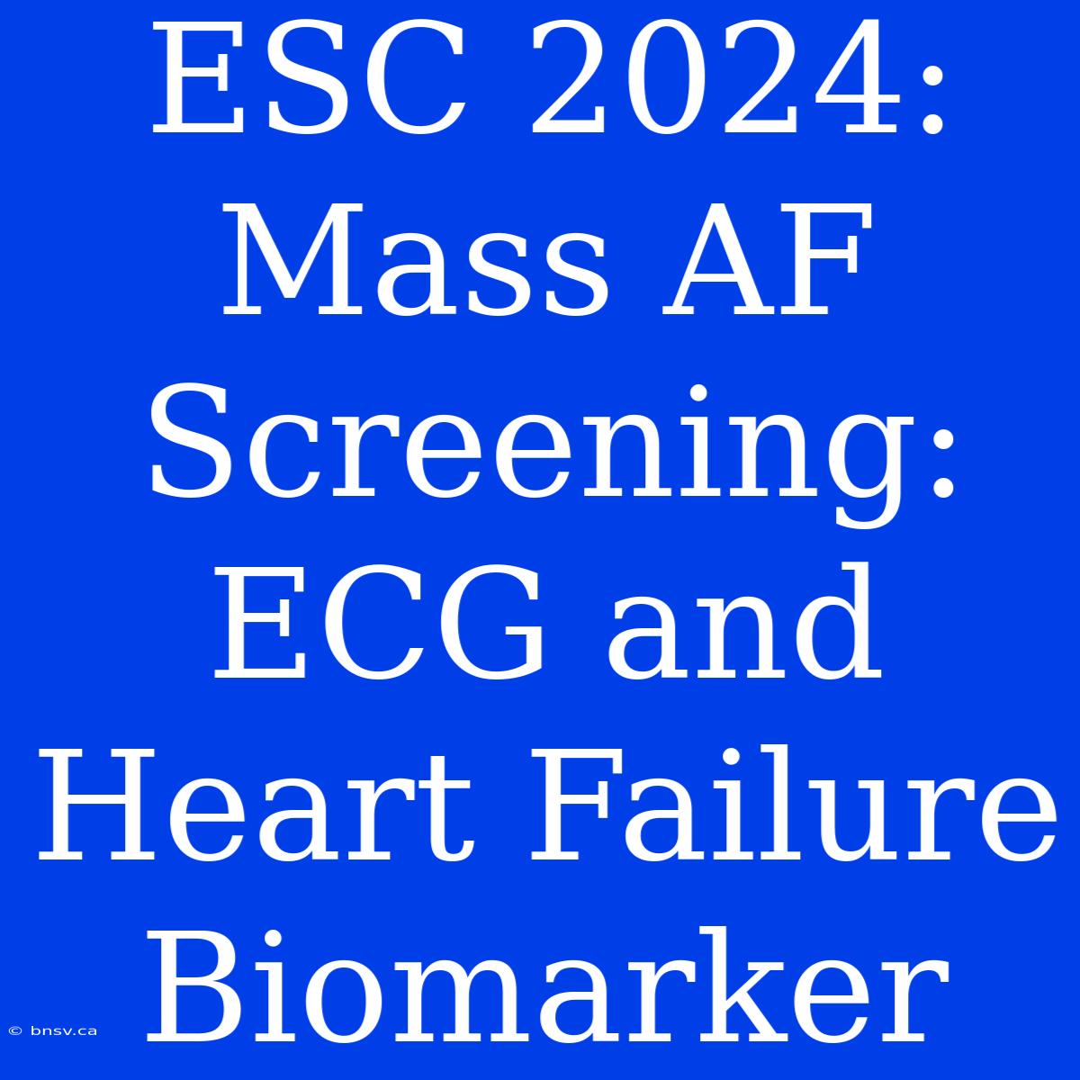 ESC 2024: Mass AF Screening: ECG And Heart Failure Biomarker