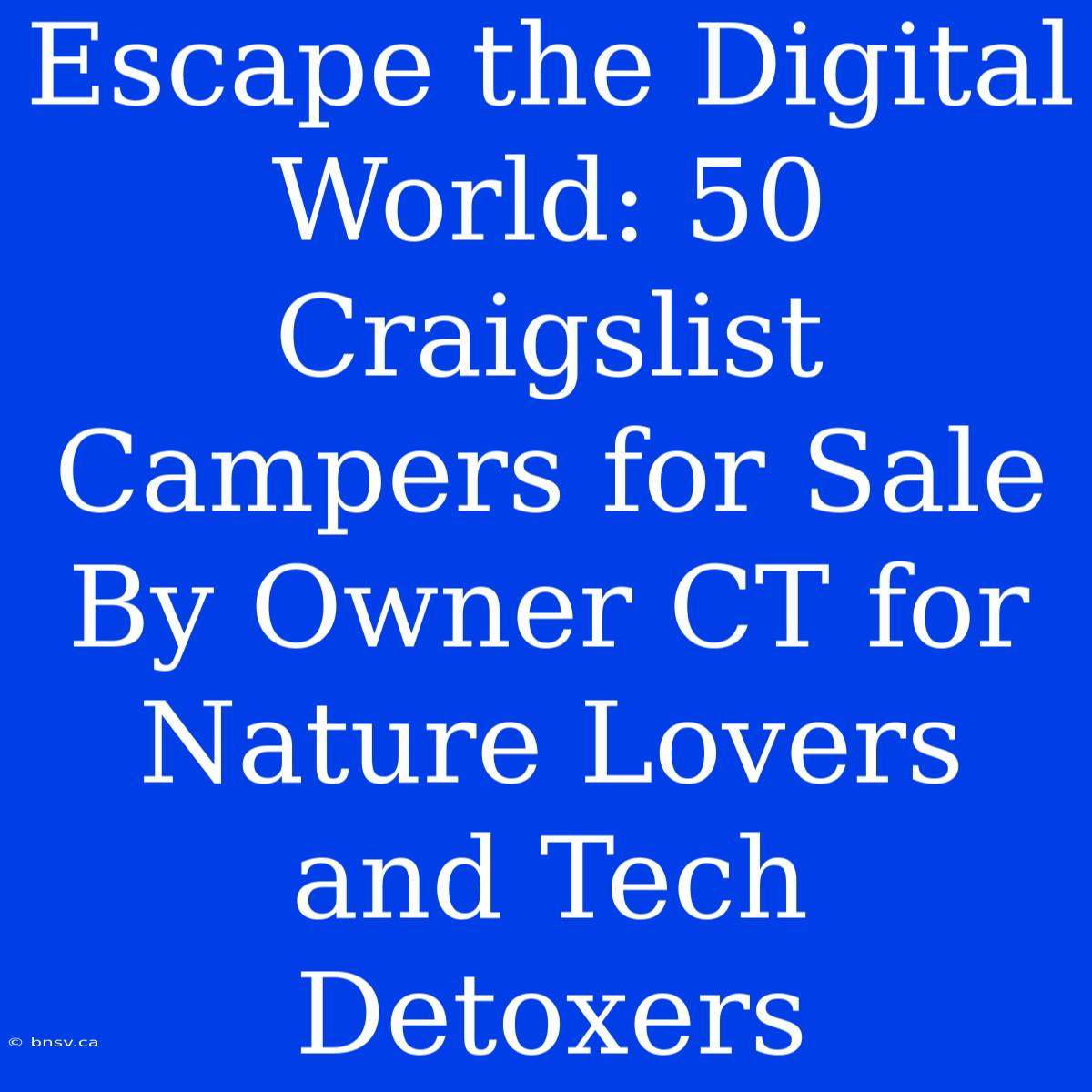 Escape The Digital World: 50 Craigslist Campers For Sale By Owner CT For Nature Lovers And Tech Detoxers