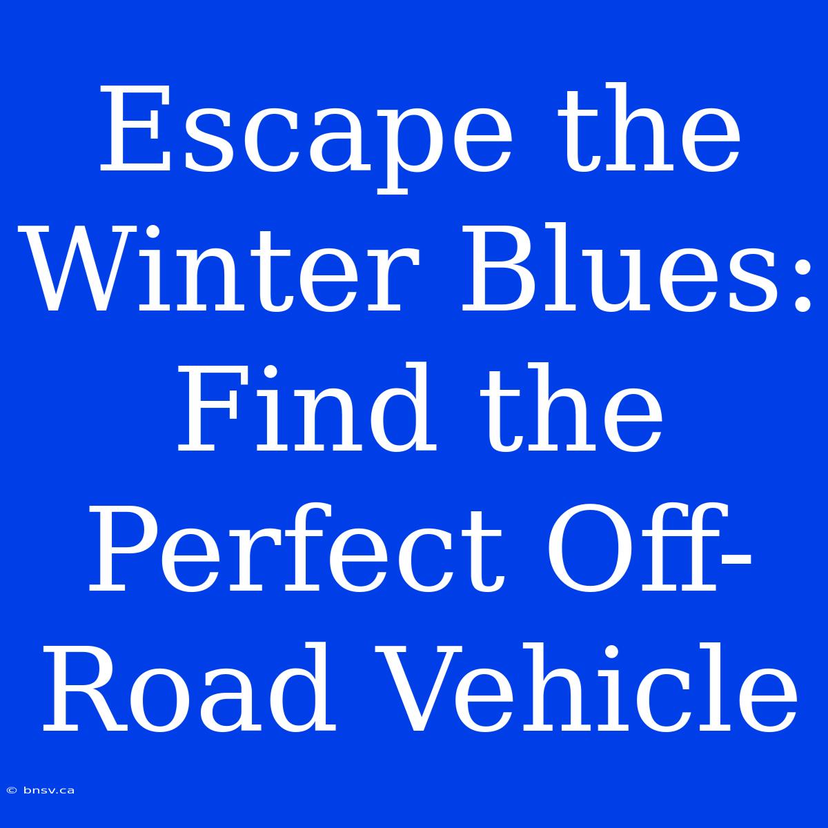 Escape The Winter Blues: Find The Perfect Off-Road Vehicle