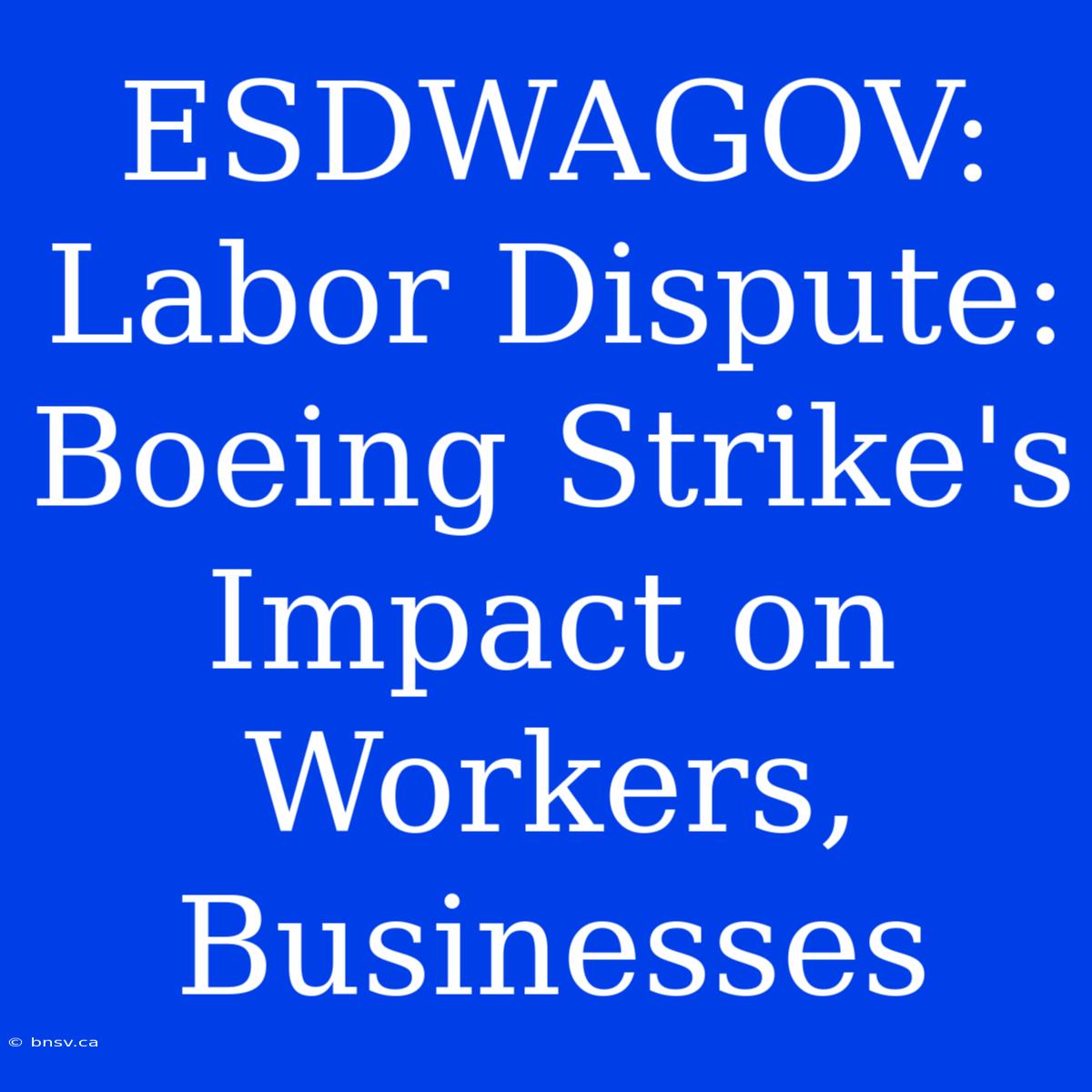 ESDWAGOV: Labor Dispute: Boeing Strike's Impact On Workers, Businesses