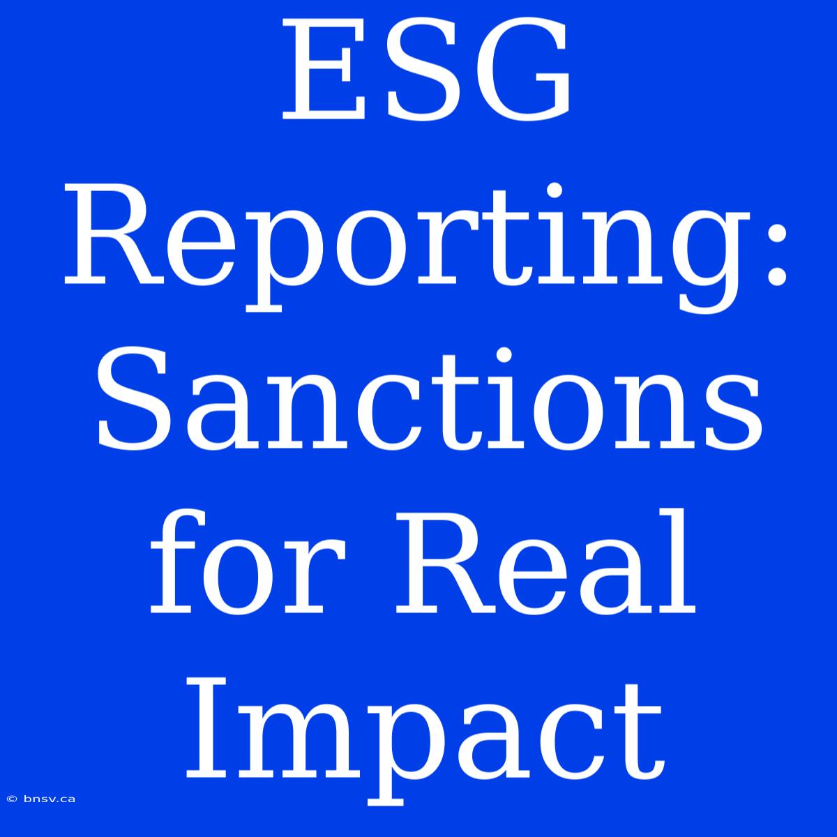 ESG Reporting:  Sanctions For Real Impact