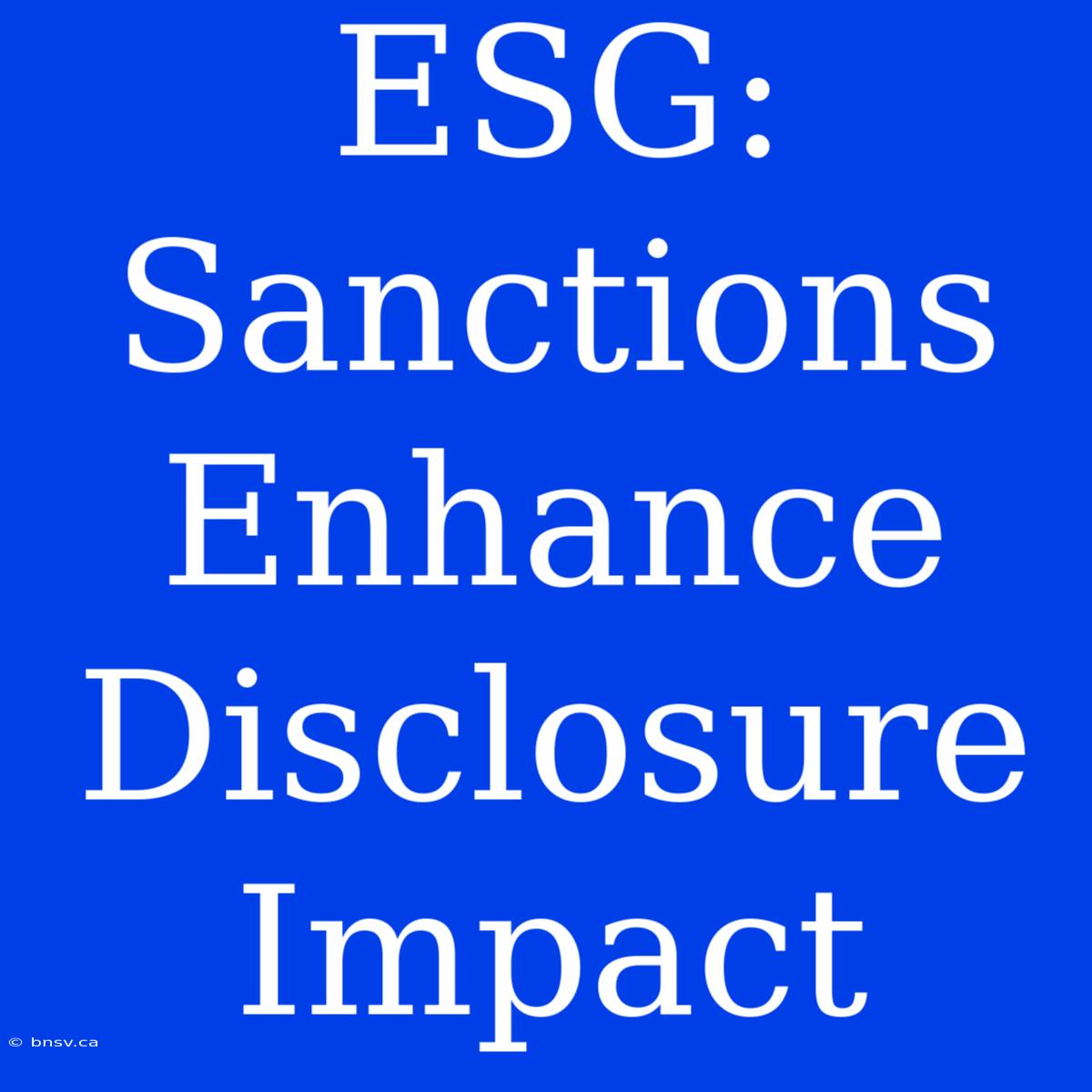 ESG:  Sanctions Enhance Disclosure Impact