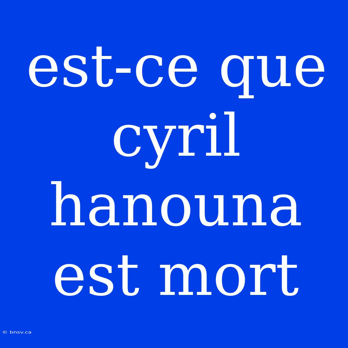 Est-ce Que Cyril Hanouna Est Mort